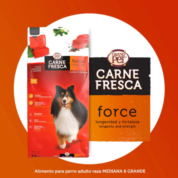 GrandPet Carne Fresca Force Razas Medianas y Grandes 20 kg - Imagen 3