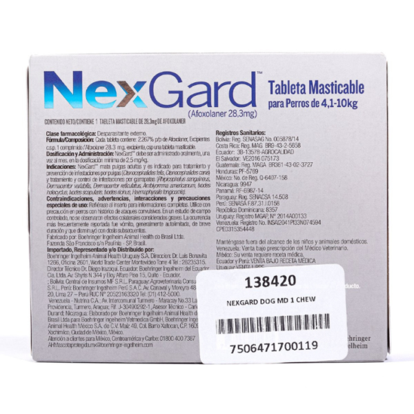 Nexgard Mediano 4>10 kg 1 Masticable - Imagen 3
