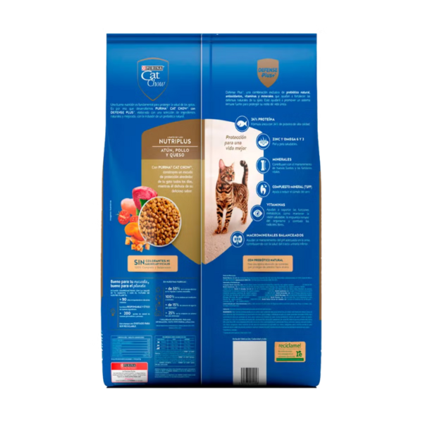 Purina Cat Chow Nutriplus Atún, Pollo y Queso 9kg - Imagen 3