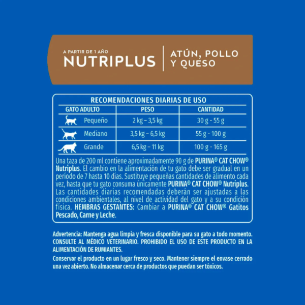 Purina Cat Chow Nutriplus Atún, Pollo y Queso 9kg - Imagen 6