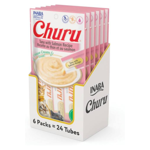 Inaba Churu Receta Atún y Salmón 6 Bolsas de 4 Piezas