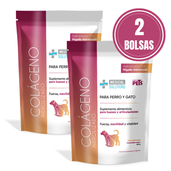 Medical Solutions Colageno En Polvo P/Perros Y Gatos Pack de 2 Bolsas de 200 Grs