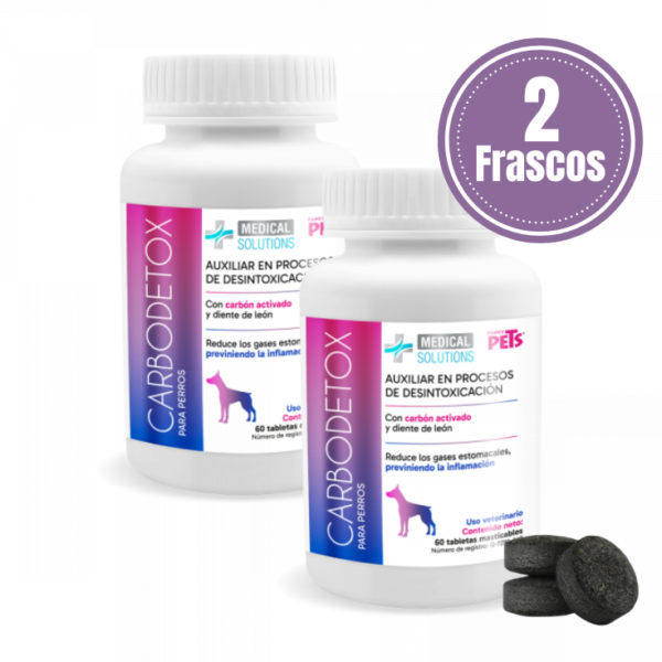 Medical Solutions Carbodetox P/Perros Pack de 2 frascos de 60 Tabletas