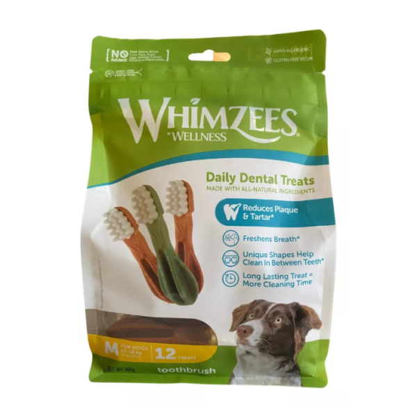 Whimzees Premios Cepillos de Dientes Tamaño M 12 Piezas