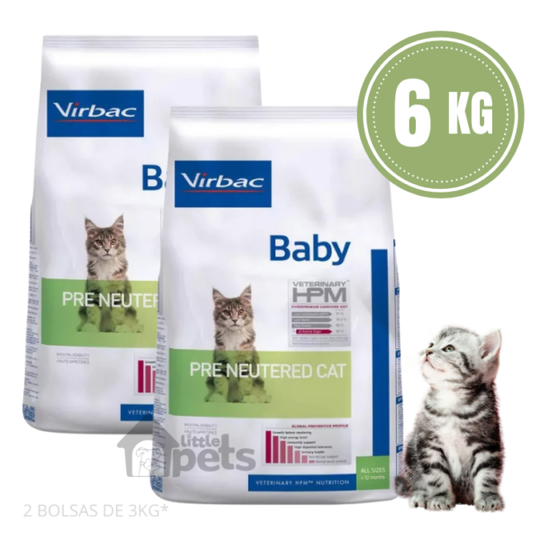 Alimento Virbac Baby Pre Neutered Pack de 2 Bolsas de 3 kg