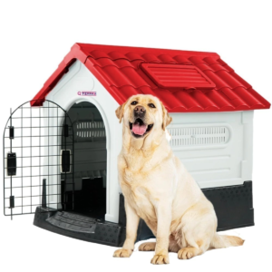 Casa Grande Con Techo Rojo con Puerta, Plastico de Alta Calidad, Térmica 105 x 88 x 100 cm