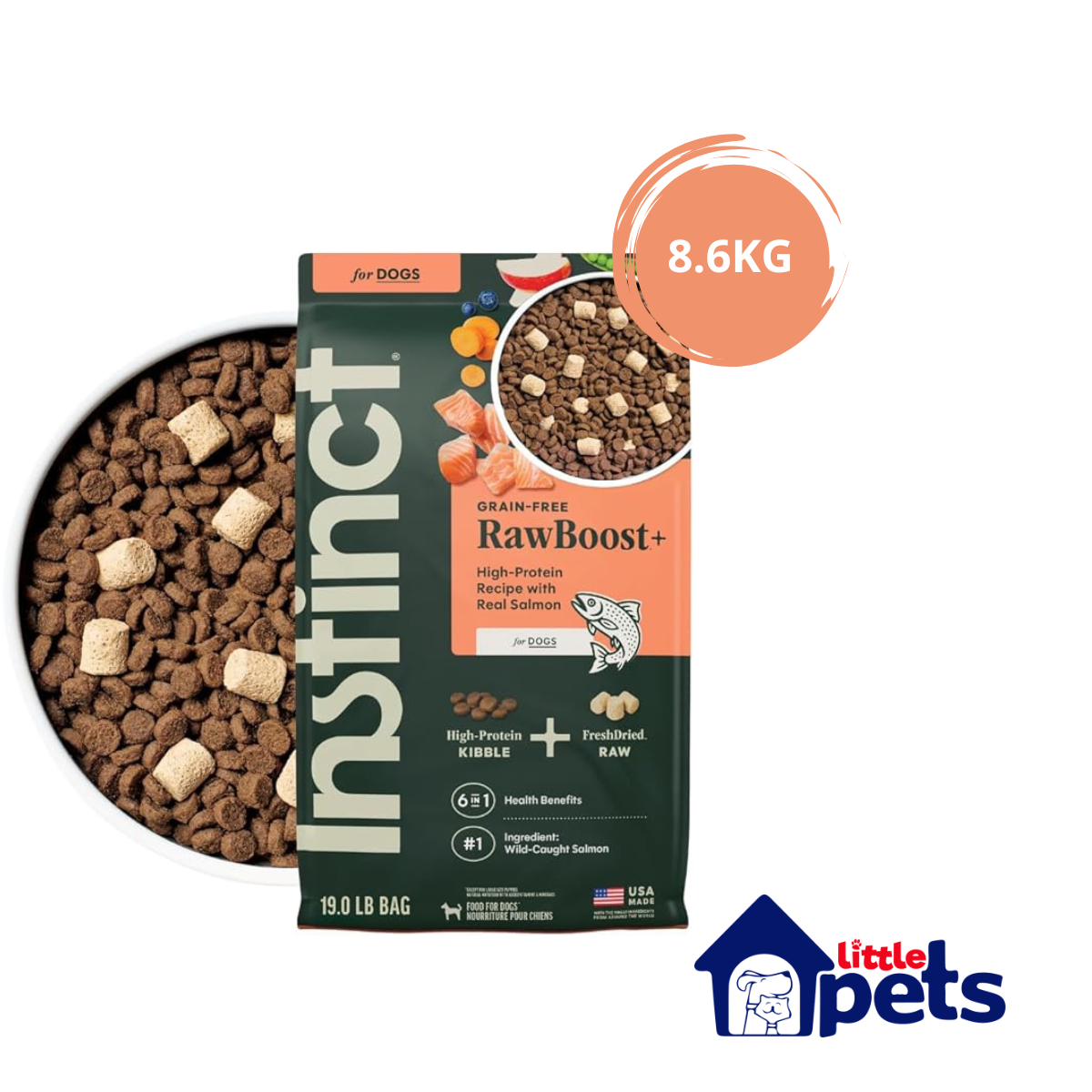 Instinct Raw Boost Grain Free para Perro Salmon Real con Granos y Carne Cruda 8.6 Kg