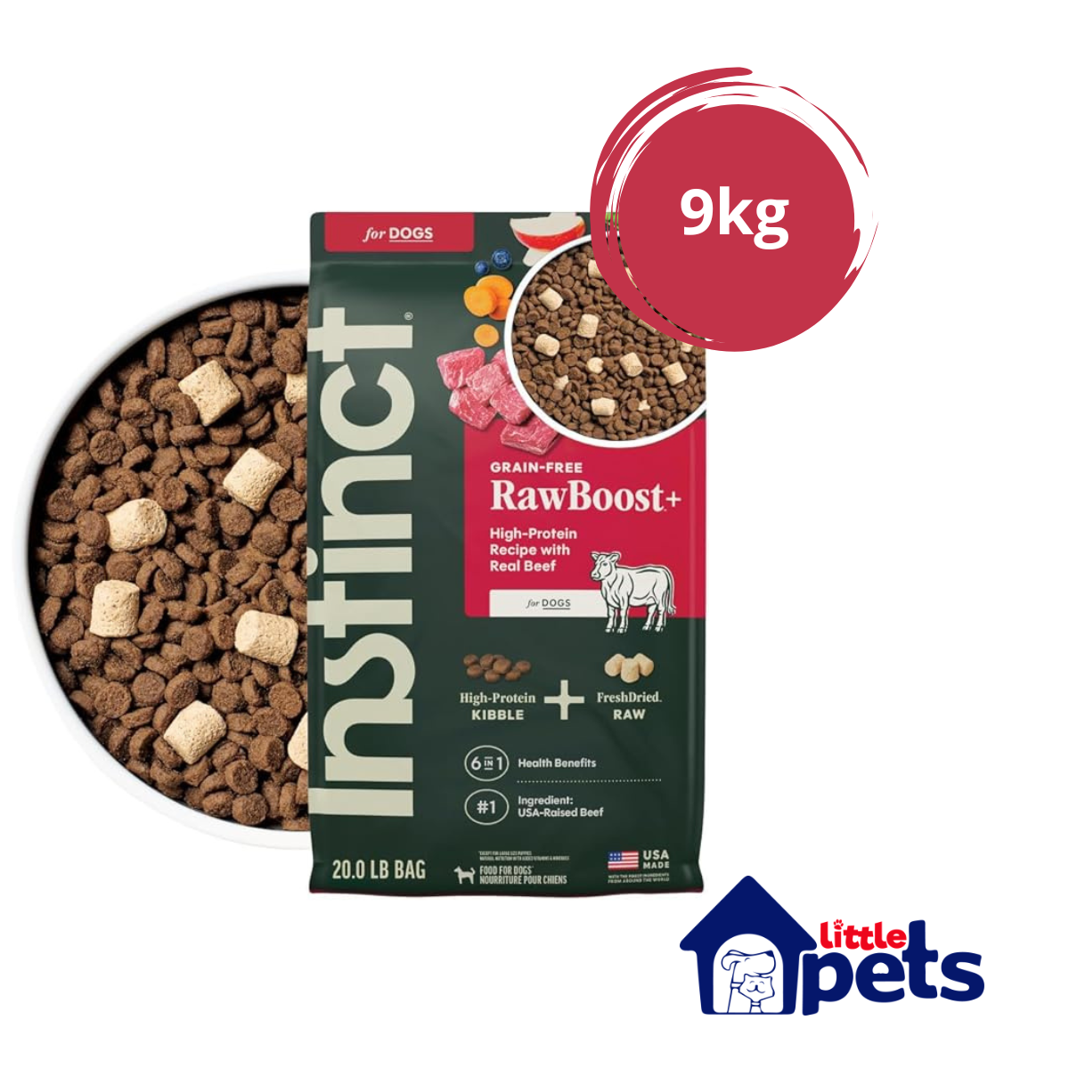 Instinct Raw Boost Grain Free Recipe with Real Beef Natural Dry Dog Food by Nature’s Variety 9kg