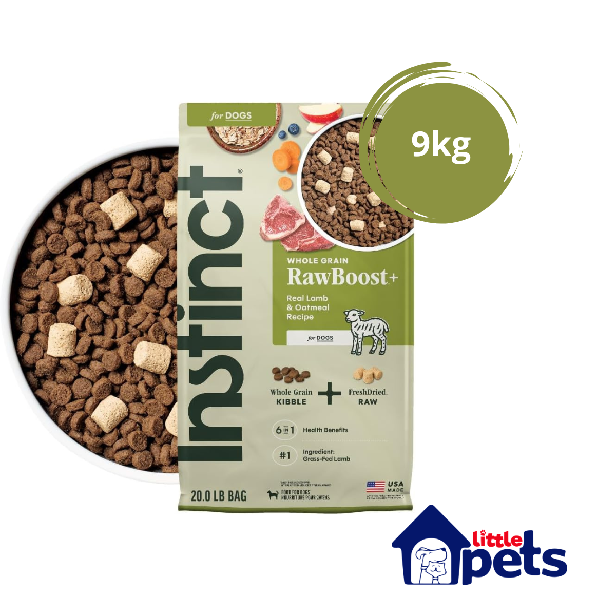 Instinct Raw Boost Croquetas para Perro, Receta de Cordero 9kg