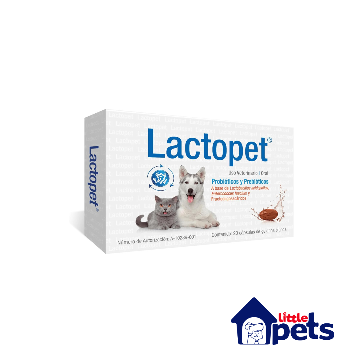 Lactopet 20 Cápsulas Probióticos y Prebióticos para Perros y Gatos