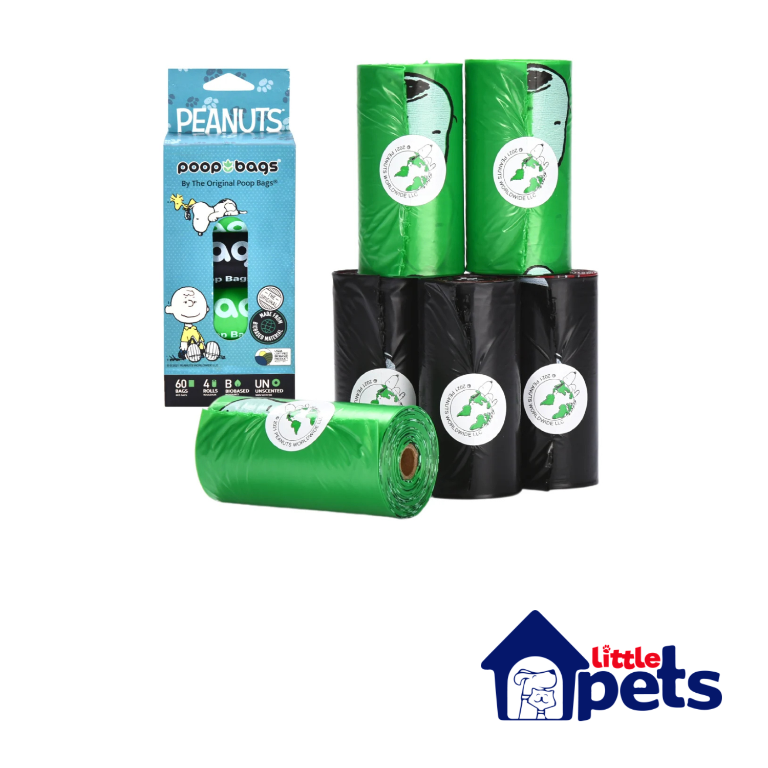 60 Bolsas p/Popo – Poop Bags de Snoopy (4 Rollos con 15 Bolsas)